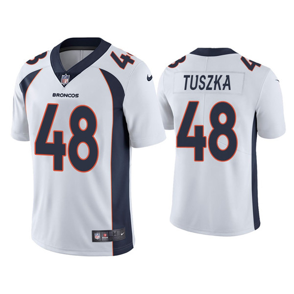 Men's Denver Broncos #48 Derrek Tuszka White Vapor Untouchable Limited Stitched Jersey