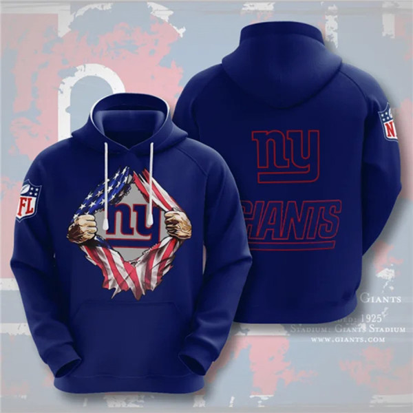Men's New York Giants Blue 3D Trending T-Shirt NFL Hoodie