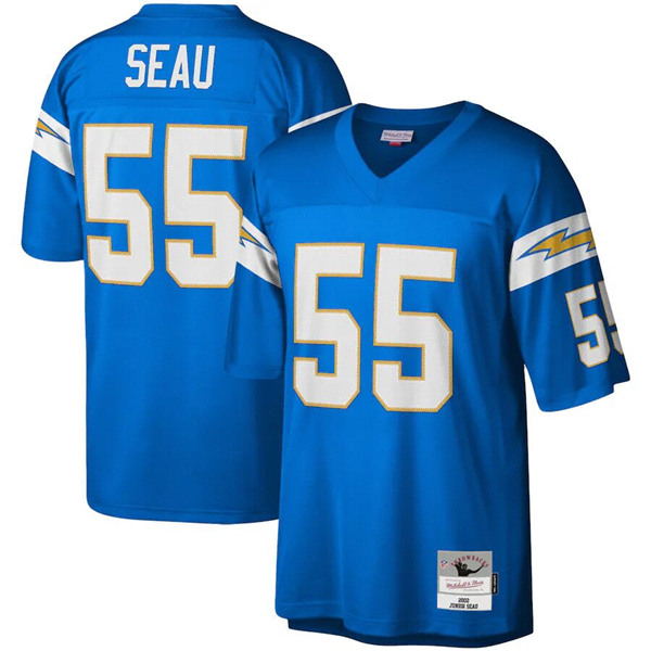 Men's Los Angeles Chargers #55 Junior Seau Blue Stitched NFL Jersey