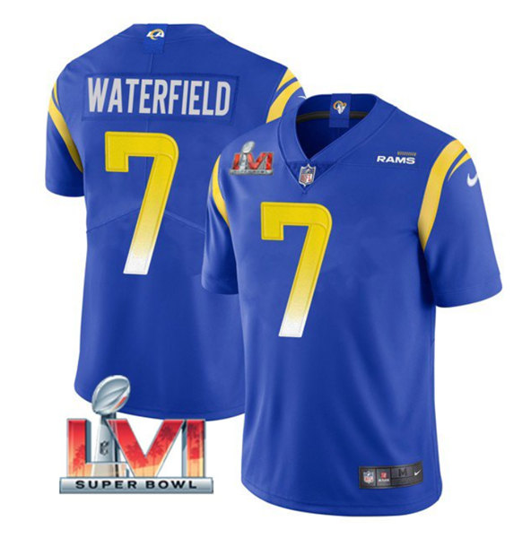 Men's Los Angeles Rams #7 Bob Waterfield Royal 2022 Super Bowl LVI Vapor Limited Stitched Jersey