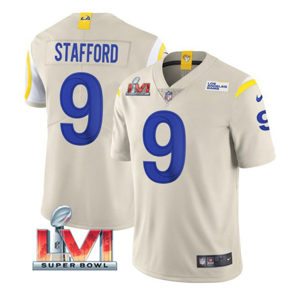 Men's Los Angeles Rams #9 Matthew Stafford Bone 2022 Super Bowl LVI Vapor Limited Stitched Jersey