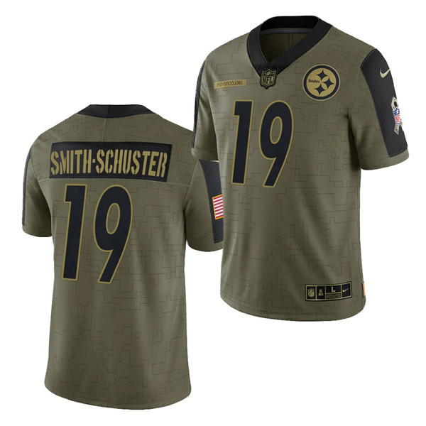 Men's Pittsburgh Steelers #19 JuJu Smith-Schuster 2021 Olive Salute To Service Limited Stitched Jersey