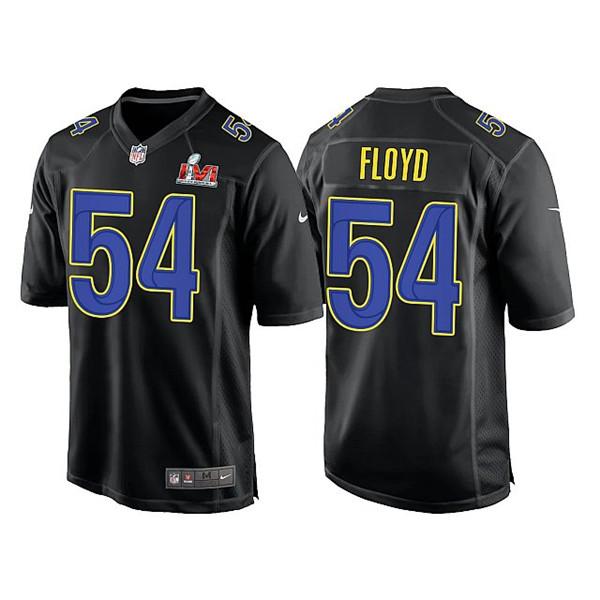 Men's Los Angeles Rams #54 Leonard Floyd Black 2022 Super Bowl LVI Game Stitched Jersey