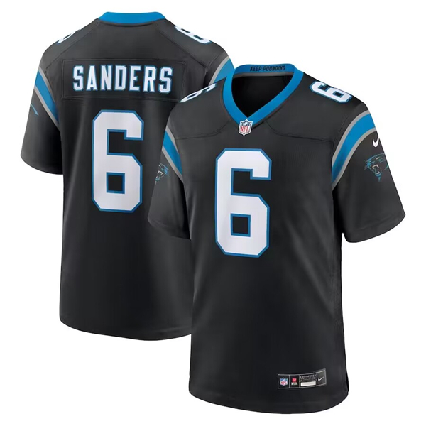 Men's Carolina Panthers #6 Miles Sanders Black Stitched Game Football Jersey