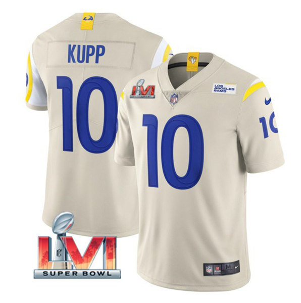 Men's Los Angeles Rams #10 Cooper Kupp Bone 2022 Super Bowl LVI Vapor Limited Stitched Jersey