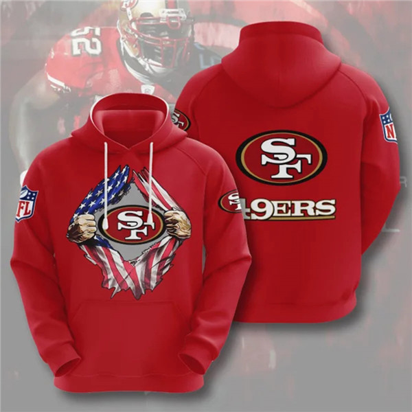 Men's San Francisco 49ers Red 3D Trending T-Shirt NFL Hoodie