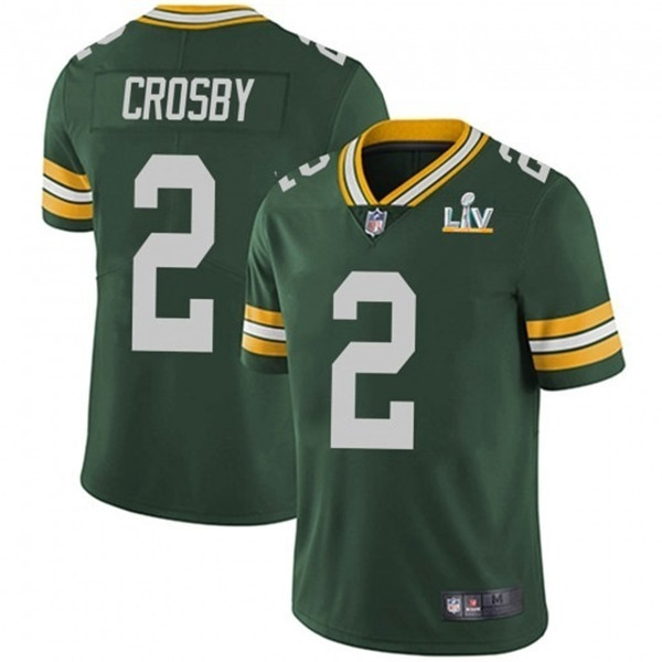 Men's Green Bay Packers #2 Mason Crosby Green 2021 Super Bowl LV Stitched NFL Jersey
