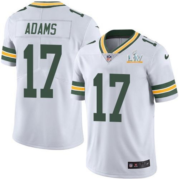 Men's Green Bay Packers #17 Davante Adams White 2021 Super Bowl LV Stitched NFL Jersey