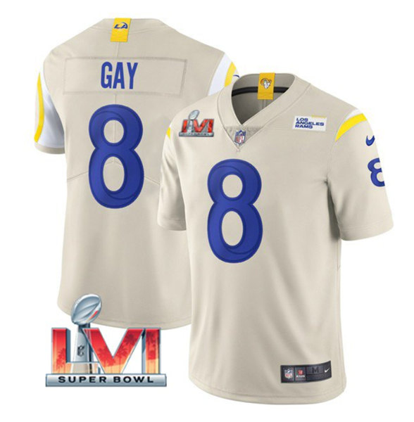 Men's Los Angeles Rams #8 Matt Gay Bone 2022 Super Bowl LVI Vapor Limited Stitched Jersey