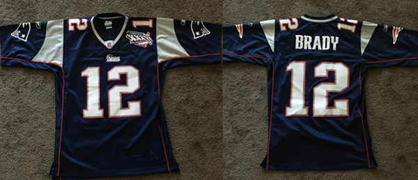 Men's New England Patriots #12 Tom Brady Navy Super Bowl XXXVI patch Limited Football Stitched Jersey