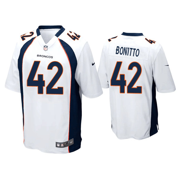 Men's Denver Broncos #42 Nik Bonitto White Game Stitched Jersey