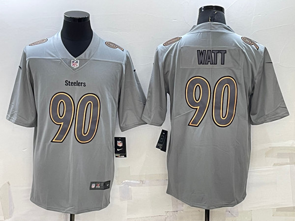 Men's Pittsburgh Steelers #90 T.J. Watt Gray Atmosphere Fashion Stitched Jersey