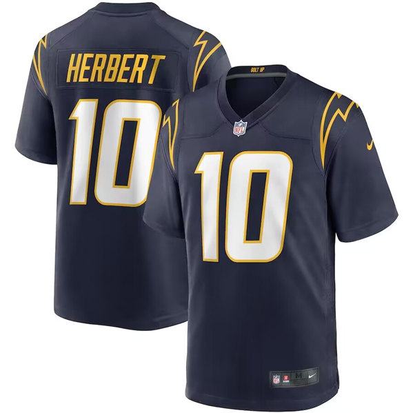 Men's Los Angeles Chargers #10 Justin Herbert Navy Stitched Game Jersey