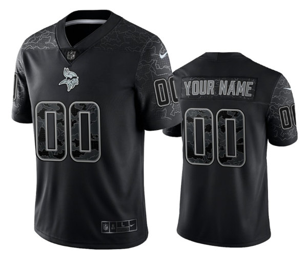 Men's Minnesota Vikings ACTIVE PLAYER Custom Black Reflective Limited Stitched Football Jersey