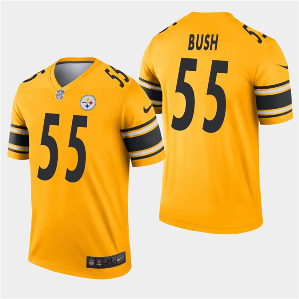 Men's Pittsburgh Steelers #55 Devin Bush Gold Inverted Legend stitched Jersey
