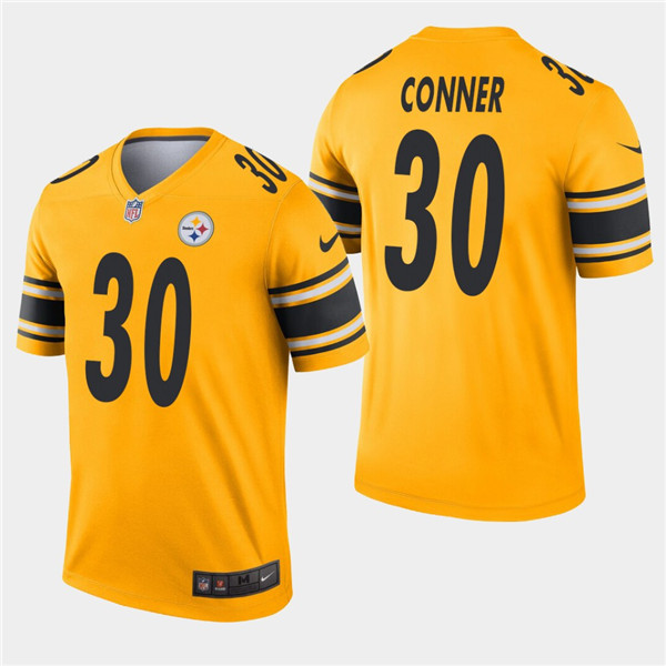 Men's Pittsburgh Steelers #30 James Conner Gold Inverted Legend stitched Jersey