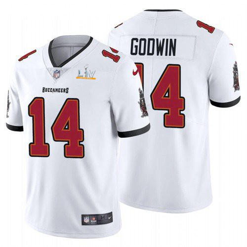 Men's Tampa Bay Buccaneers #14 Chris Godwin White 2021 Super Bowl LV Limited Stitched NFL Jersey
