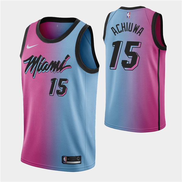Men's Miami Heat #15 Precious Achiuwa 2021 Blue/Pink City Edition Vice Stitched NBA Jersey