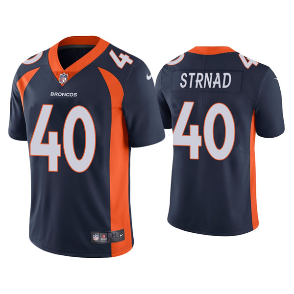 Men's Denver Broncos #40 Justin Strnad Navy Vapor Untouchable Limited Stitched Jersey