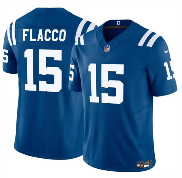 Men's Indianapolis Colts #15 Joe Flacco Blue 2024 F.U.S.E. Vapor Limited Football Stitched Jersey