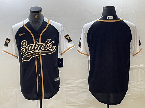 Men's New Orleans Saints Blank Black/White 1987 Legacy Cool Base Stitched Baseball Jersey
