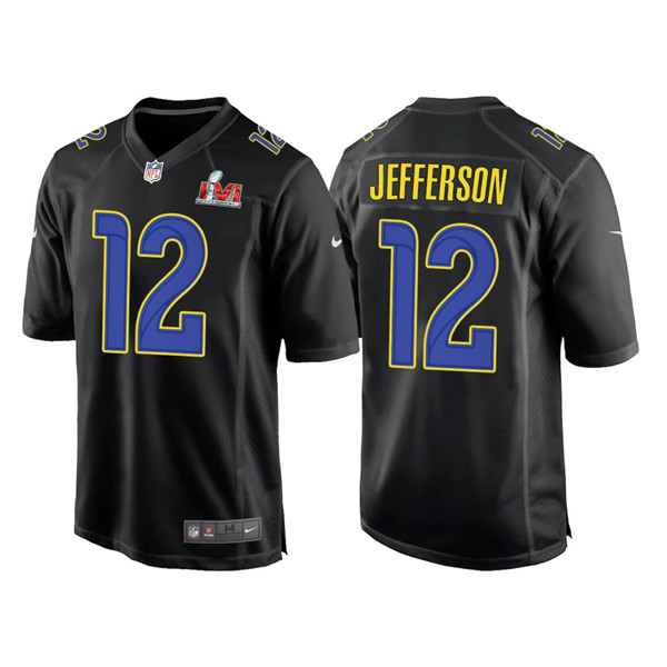 Men's Los Angeles Rams #12 Van Jefferson Black 2022 Super Bowl LVI Game Stitched Jersey