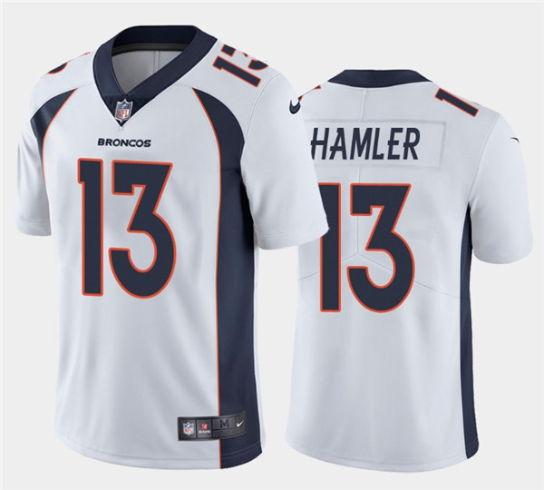 Men's Denver Broncos #13 KJ Hamler White Vapor Untouchable Limited Stitched Jersey