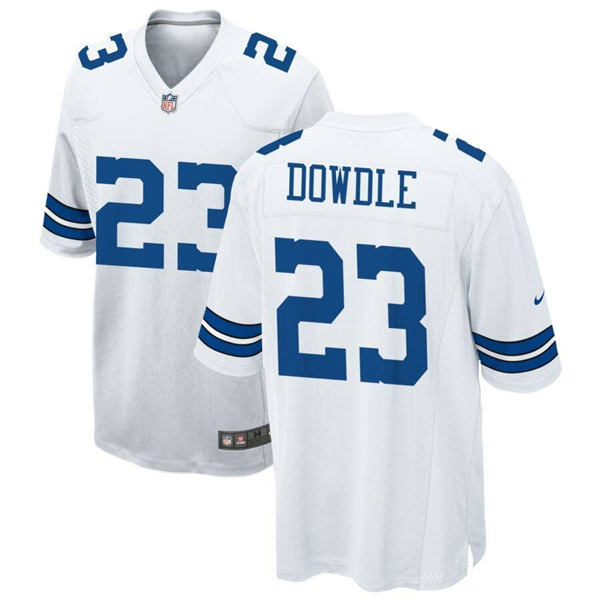 Men's Dallas Cowboys #23 Rico Dowdle White Stitched Football Game Jersey