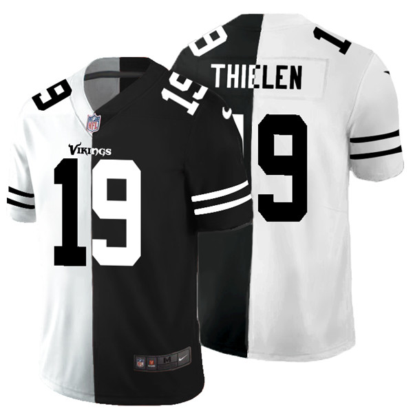 Men's Minnesota Vikings #19 Adam Thielen Black White Split 2020 Stitched Jersey