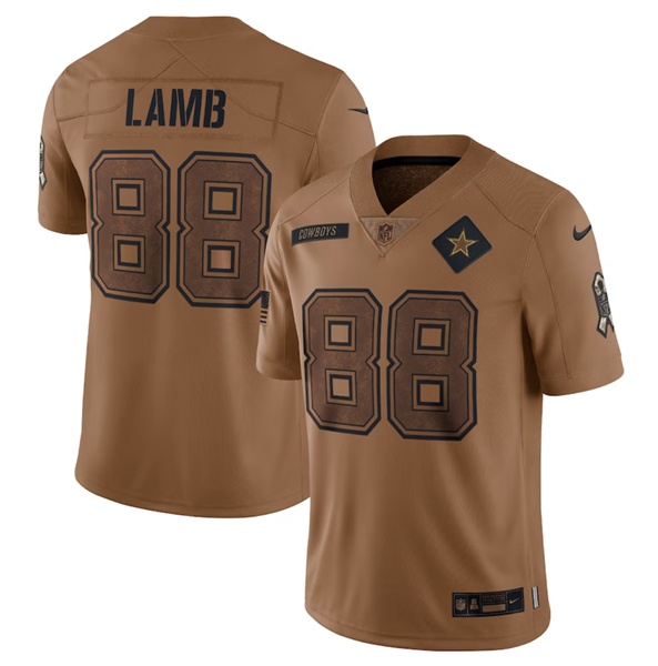 Men's Dallas Cowboys #88 CeeDee Lamb 2023 Brown Salute To Service Limited Football Stitched Jersey