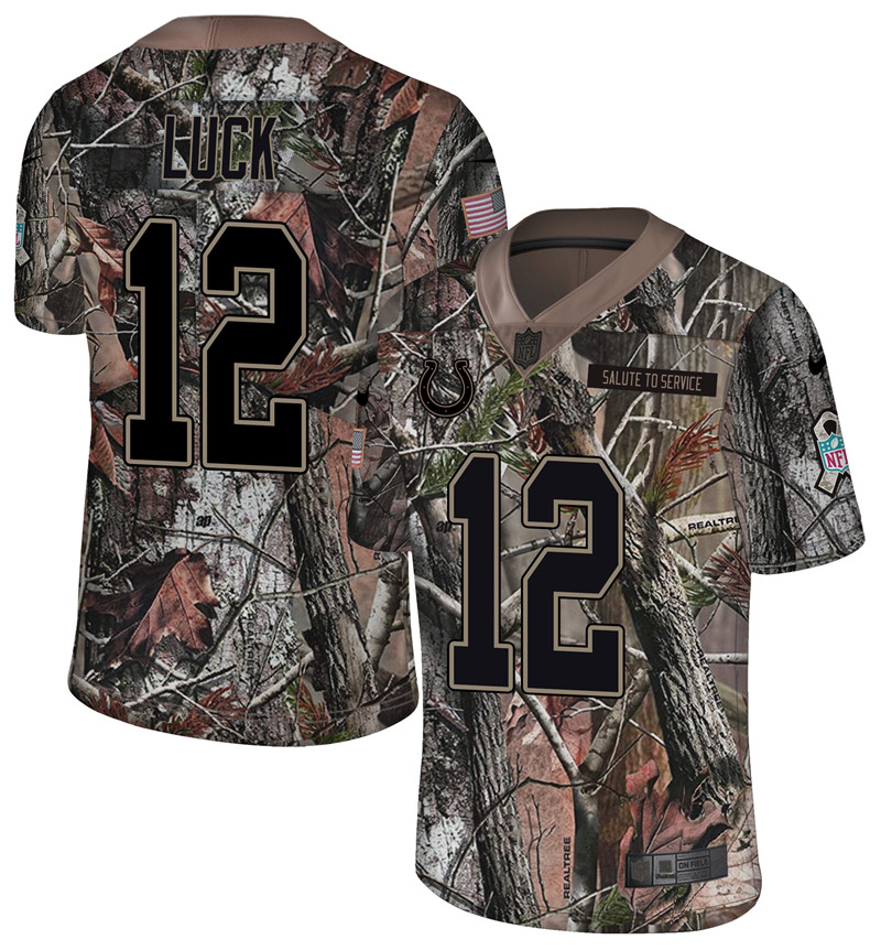 Men's Colts #12 Andrew Luck Camo Realtree 2018 Rush Limited Stitched NFL Jersey