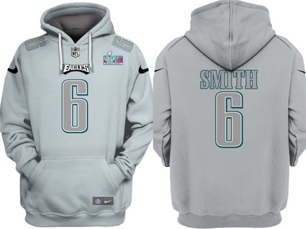 Men's Philadelphia Eagles Active Player Custom Gray Atmosphere Fashion Super Bowl LVII Patch Pullover Hoodie