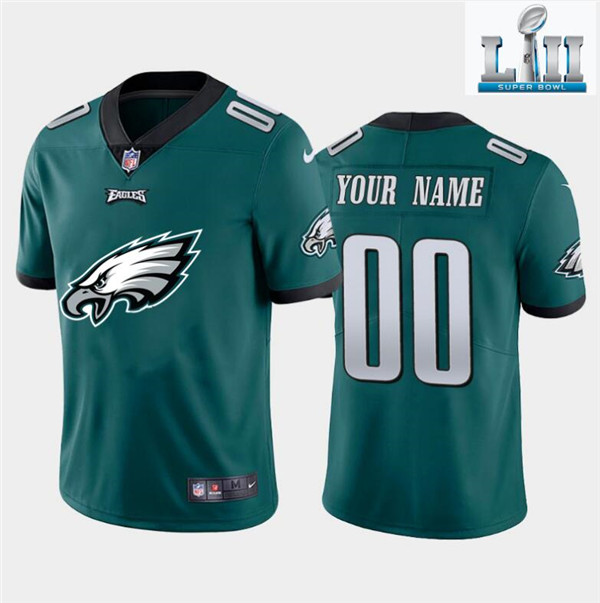 Men's Philadelphia Eagles ACTIVE PLAYER Custom Green Super Bowl LII Team Big Logo Limited Stitched Jersey