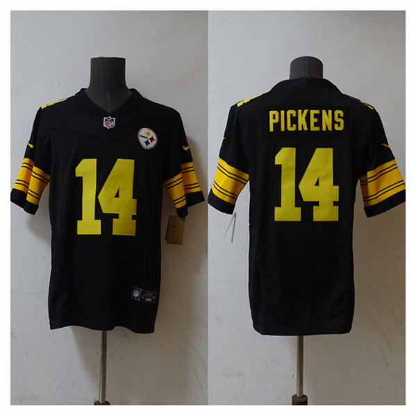 Men's Pittsburgh Steelers #14 George Pickens Black 2023 F.U.S.E. Vapor Untouchable Color Rish Limited Jersey