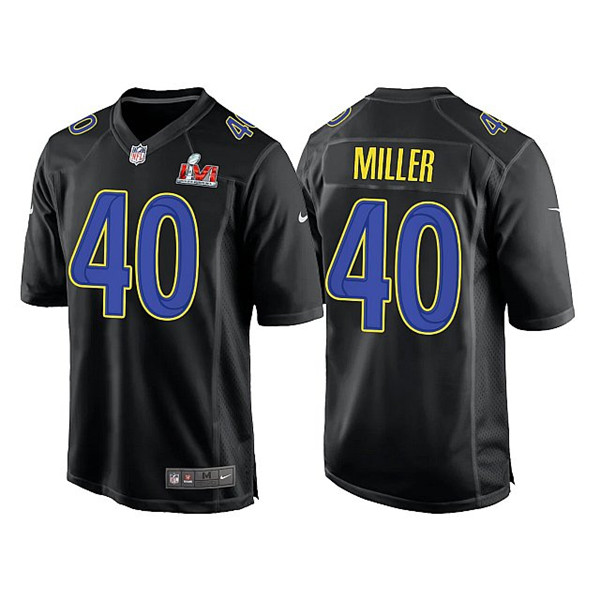 Men's Los Angeles Rams #40 Von Miller Black 2022 Super Bowl LVI Game Stitched Jersey