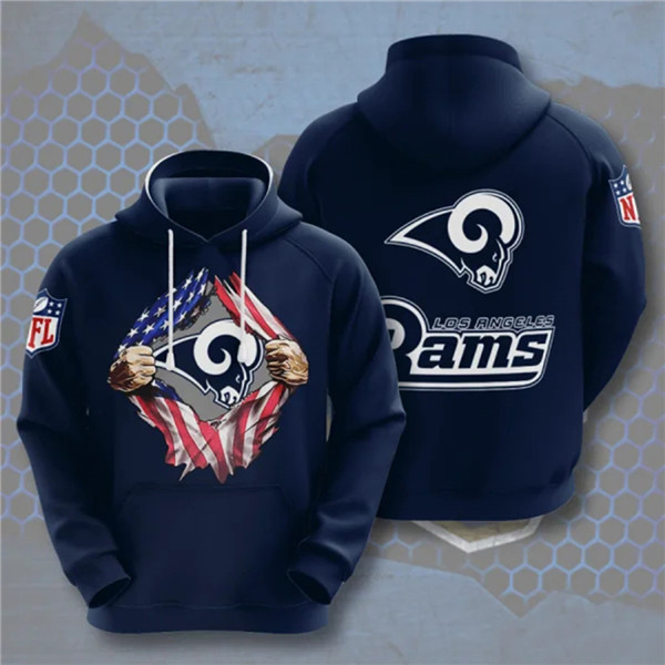 Men's Los Angeles Rams Navy 3D Trending T-Shirt NFL Hoodie