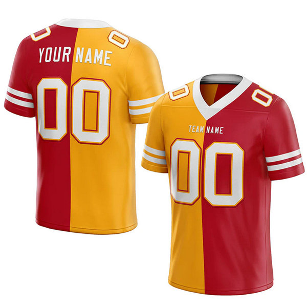 Men's Tampa Bay Buccaneers Customized Red/Yellow/White Split Limited Stitched Jersey