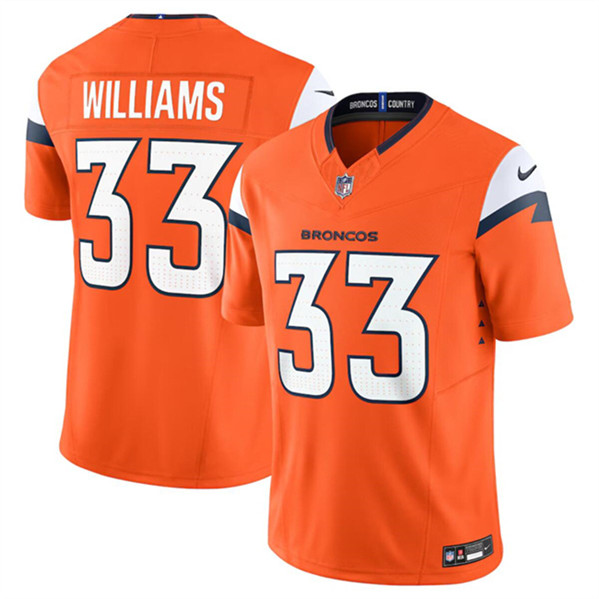 Men's Denver Broncos #33 Javonte Williams Orange 2024 F.U.S.E. Alternate Vapor Limited Football Stitched Jersey