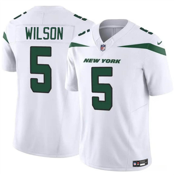 Men's New York Jets #5 Garrett Wilson White 2023 F.U.S.E. Vapor Untouchable Limited Football Stitched Jersey