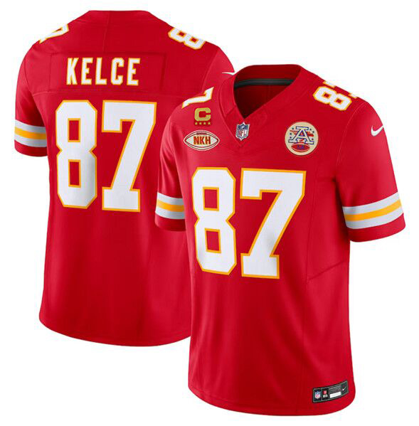 Men’s Kansas City Chiefs #87 Travis Kelce Red 2024 F.U.S.E. With "NKH" Patch And 4-star C Patch Vapor Untouchable Limited Football Stitched Jersey