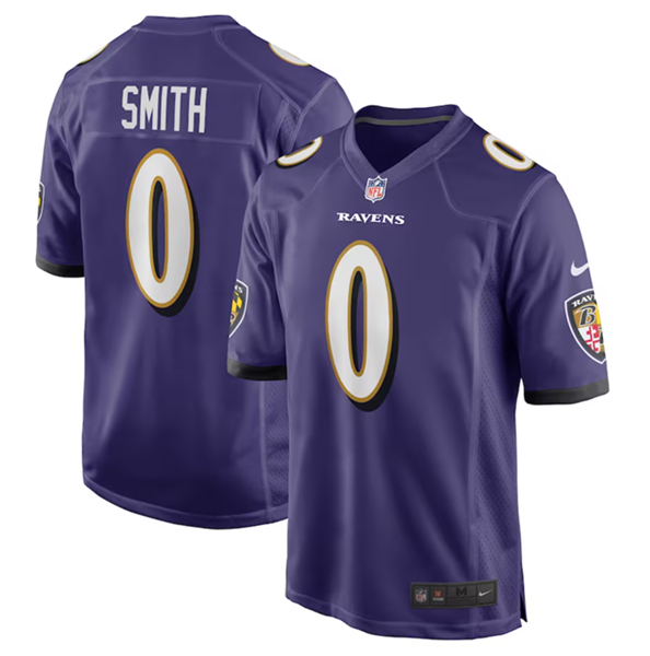 Men's Baltimore Ravens #0 Roquan Smith Purple Game Football Jersey