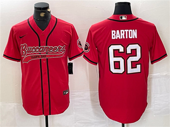 Men's Tampa Bay Buccaneers #62 Graham Barton Red Cool Base Baseball Stitched Jersey