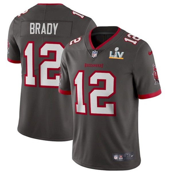 Men's Tampa Bay Buccaneers #12 Tom Brady Grey 2021 Super Bowl LV Limited Stitched NFL Jersey
