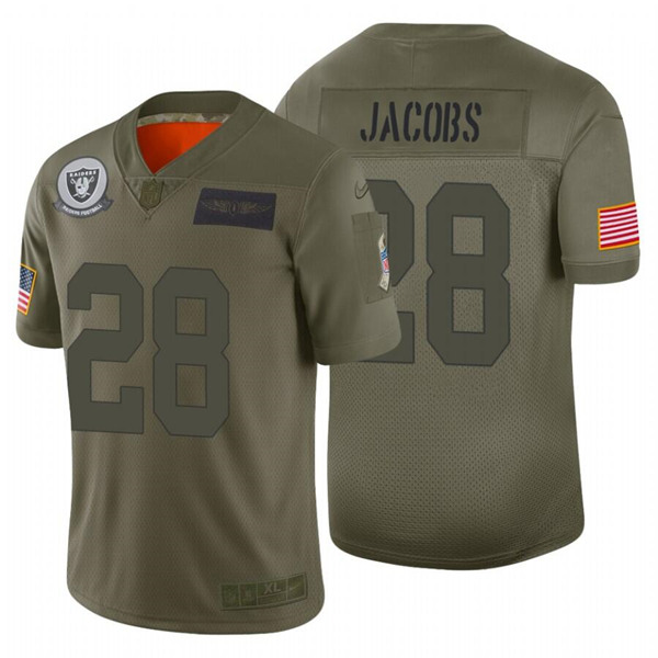 Men's Oakland Raiders #28 Josh Jacobs 2019 Camo Salute To Service Limited Stitched NFL Jersey..