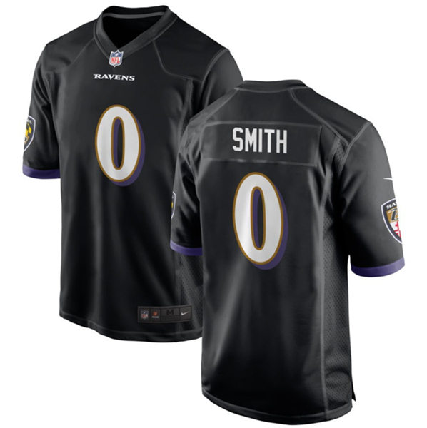 Men's Baltimore Ravens #0 Roquan Smith Black Game Football Jersey