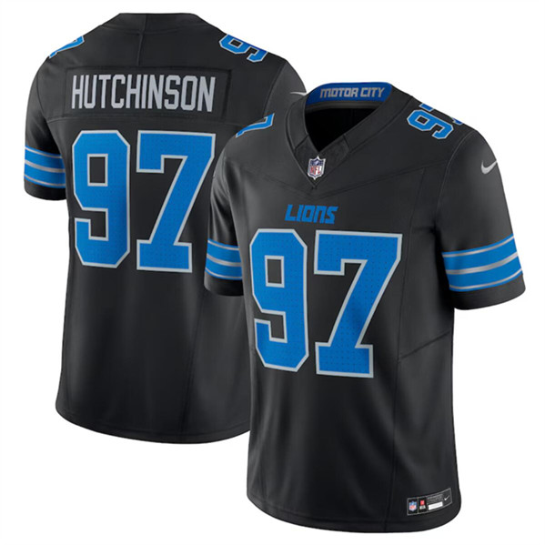 Men's Detroit Lions #97 Aidan Hutchinson Black 2024 F.U.S.E. 2nd Alternate Vapor Limited Stitched Jersey