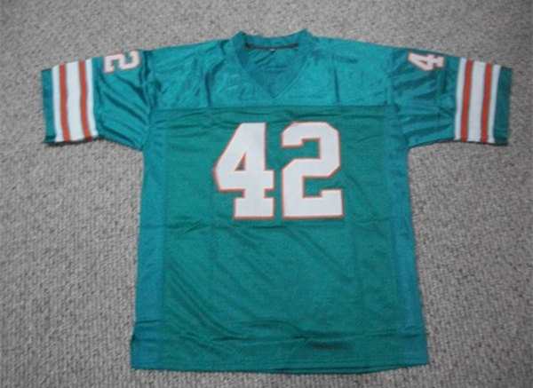 Men's Miami Dolphins #42 Paul Warfield Teal Stitched Football Jersey
