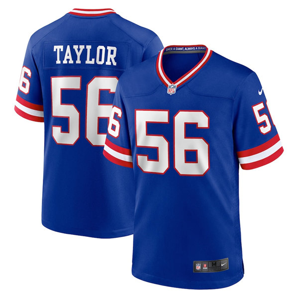 Men's New York Giants #56 Lawrence Taylor Royal Stitched Game Jersey
