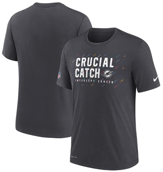 Men's Miami Dolphins Charcoal 2021 Crucial Catch Performance T-Shirt