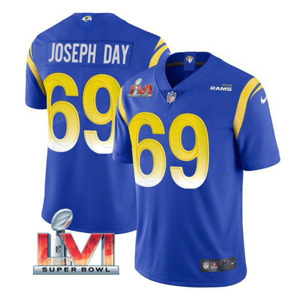 Men's Los Angeles Rams #69 Sebastian Joseph-Day Royal 2022 Super Bowl LVI Vapor Limited Stitched Jersey